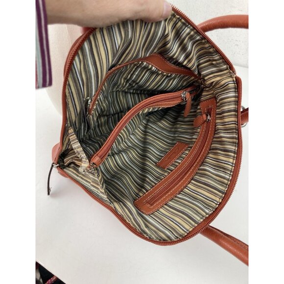 Clarks Pebbled Leather Purse Rust Orange Medium Boho Travel Satchel Double Strap - Picture 7 of 13